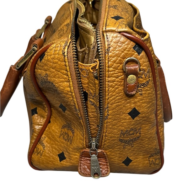 MCM Vintage Cognac Monogram Visetos Boston Bag Coated Canvas, Medium Great Shape - Picture 5 of 9